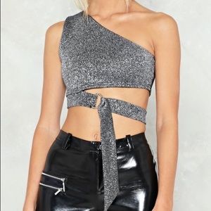 Nasty Gal Metallic Crop Top